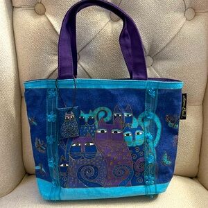 Laurel Burch Cat Canvas Bag With Sequins, Vintage, Like New Condition